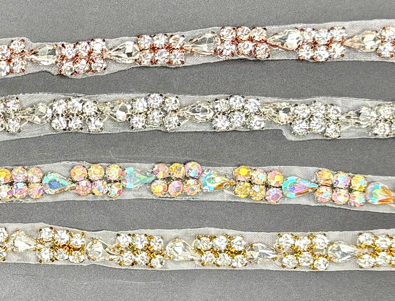 Simply Stunning Yardage rhinestone trim in various colors, 3/8" width.