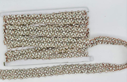 Handmade Adele's Rhinestone trim Yardage, approximately 7/8" wide.