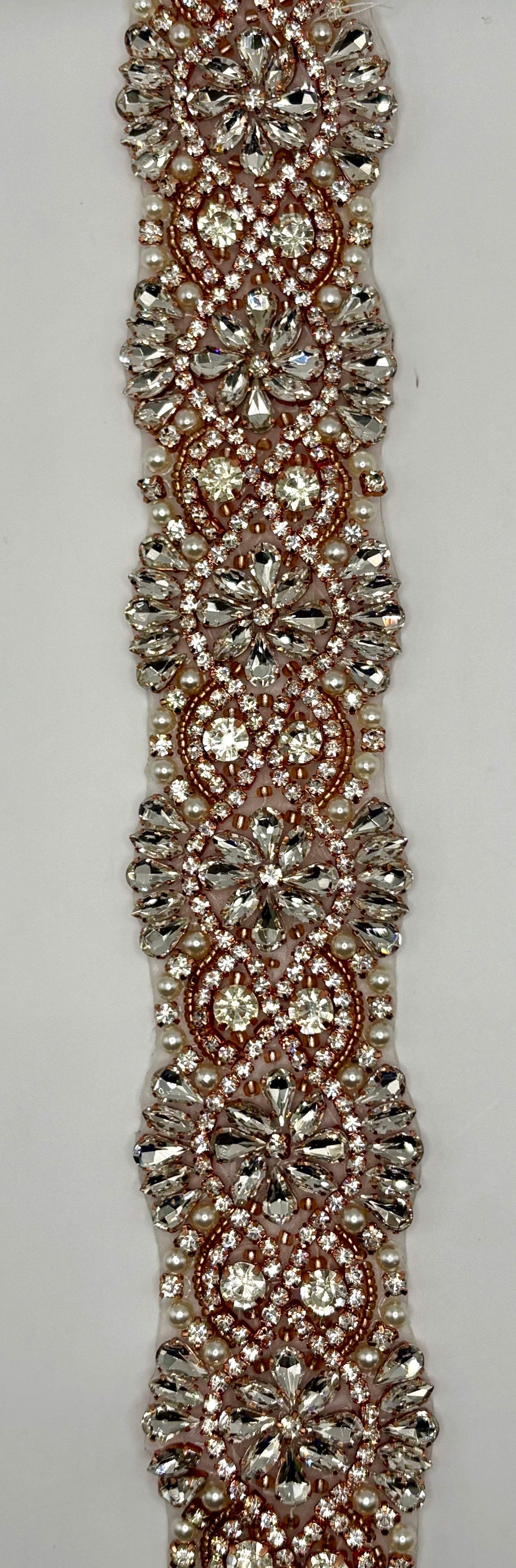 Victorian yardage Rhinestones Beads and Pearls Trim, 2-inch wide trim.