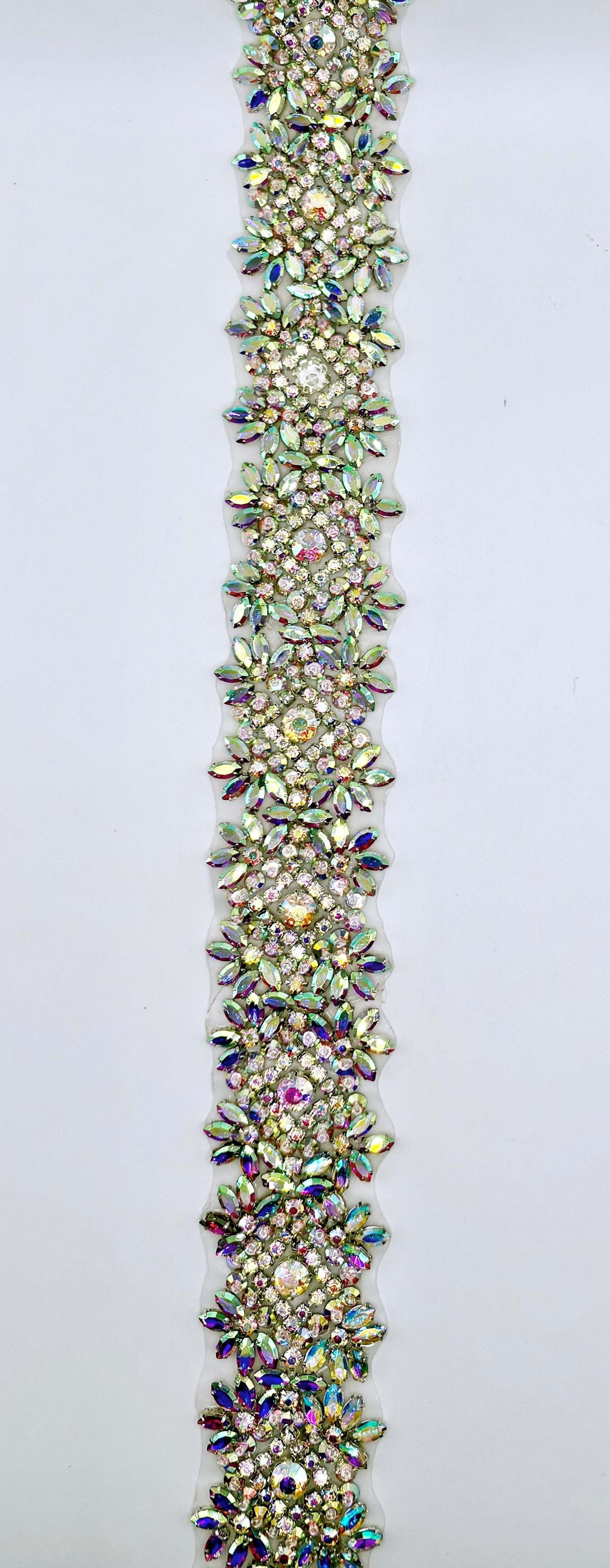 Carolina Rhinestone Yardage, handmade, 1.5-inch width, sparkling design.