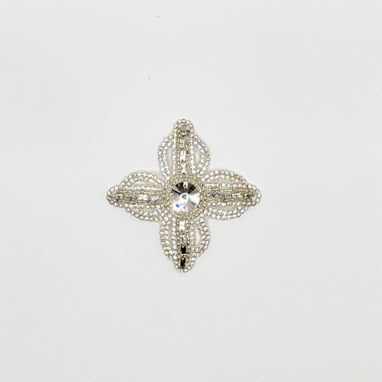 "Troubadour" Rhinestone Applique Accent with Large Center Stone and Sparkling Surround