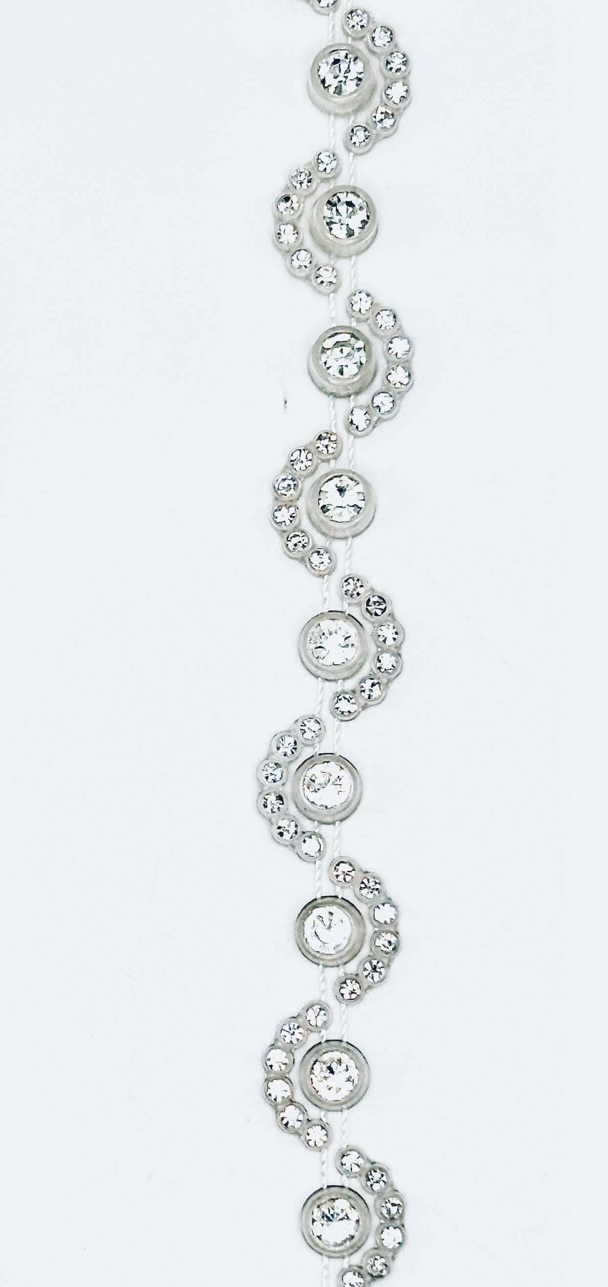 Rhinestone Silicone Mesh Trim – Wave Pattern with clear rhinestones on flexible silicone mesh.