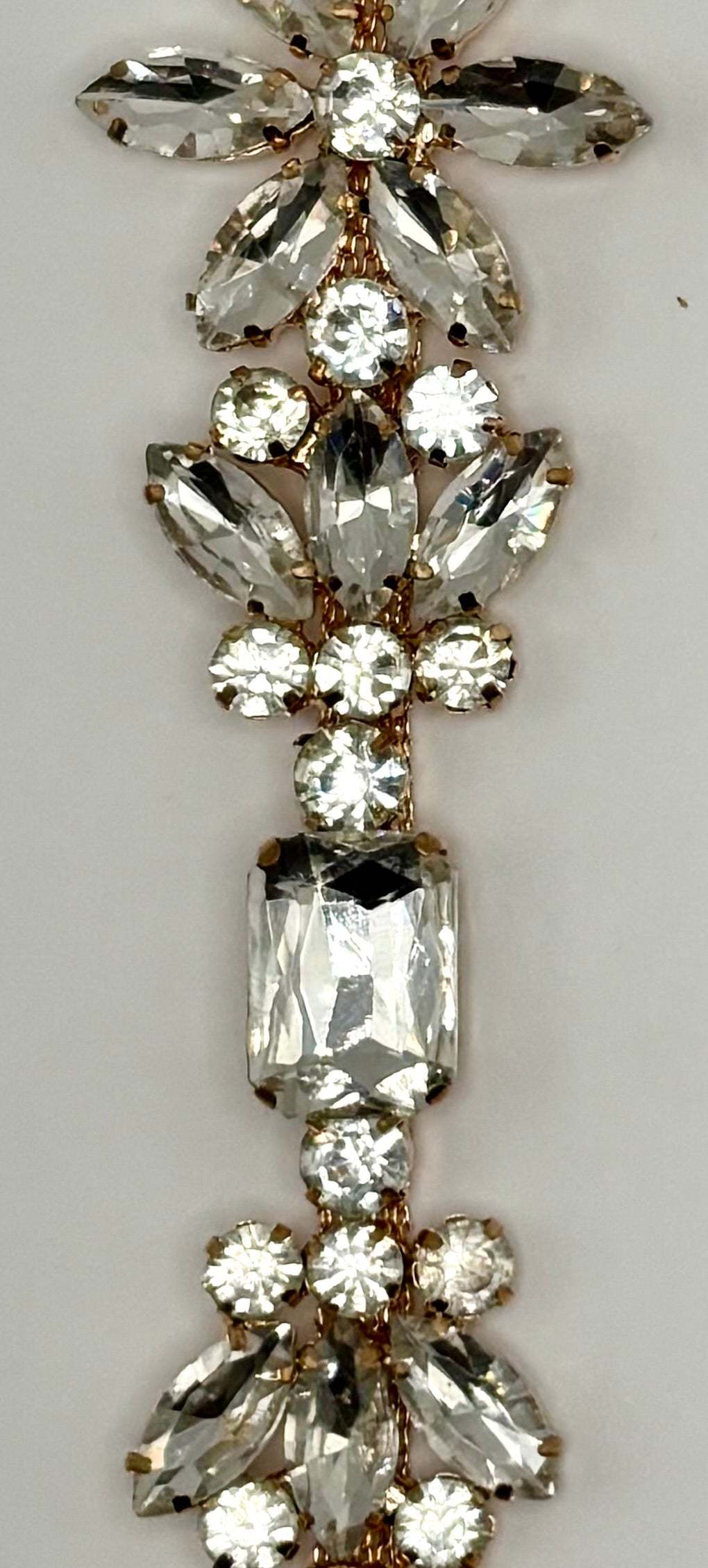 Grandiose Rhinestone Yardage on Chain Back, elegant 1 1/4" trim for opulent designs.