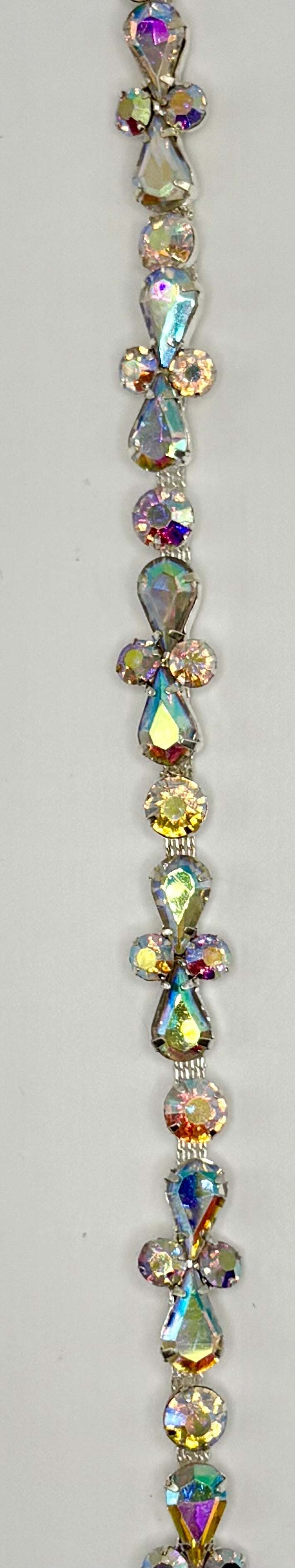 Cynthia Rhinestone Yardage on Silver Chain, handmade, 1/2" width.