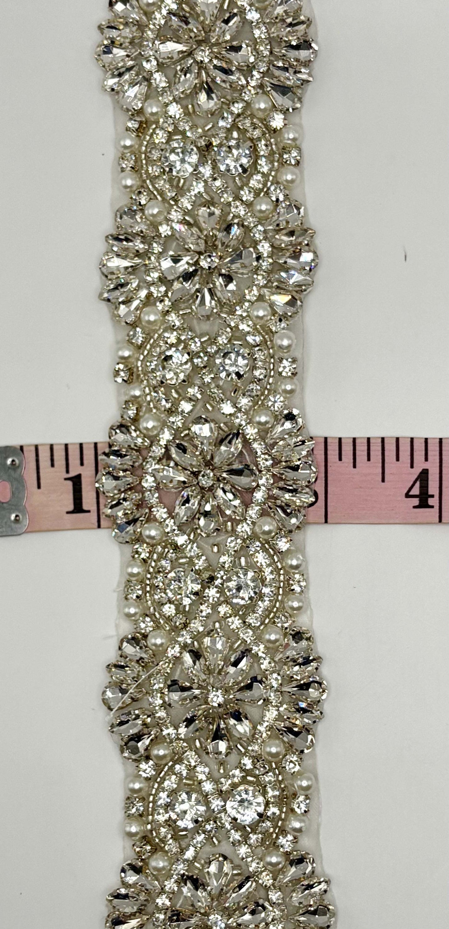 Victorian yardage, 2-inch wide Rhinestones Beads and Pearls Trim