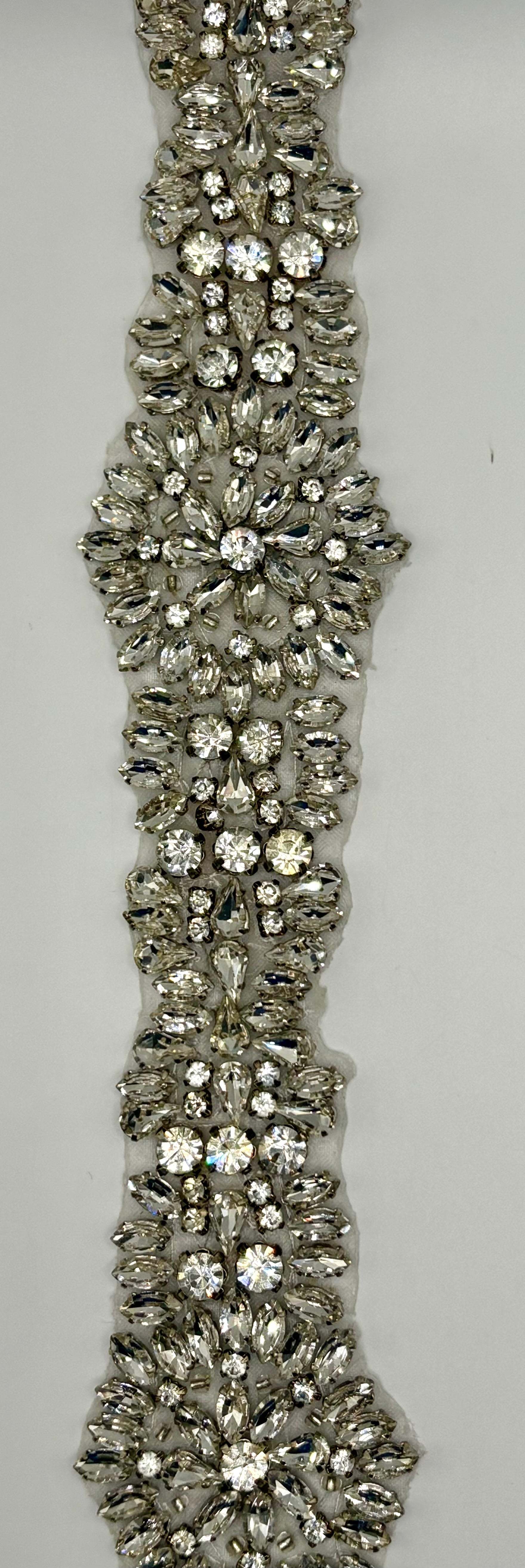 "Giselle" Rhinestone Yardage, handmade, approximately 2 inches wide.
