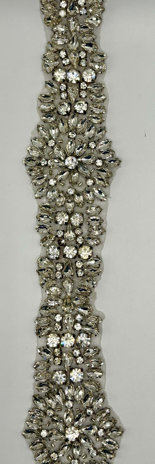 "Giselle" Rhinestone Yardage, handmade, approximately 2 inches wide.