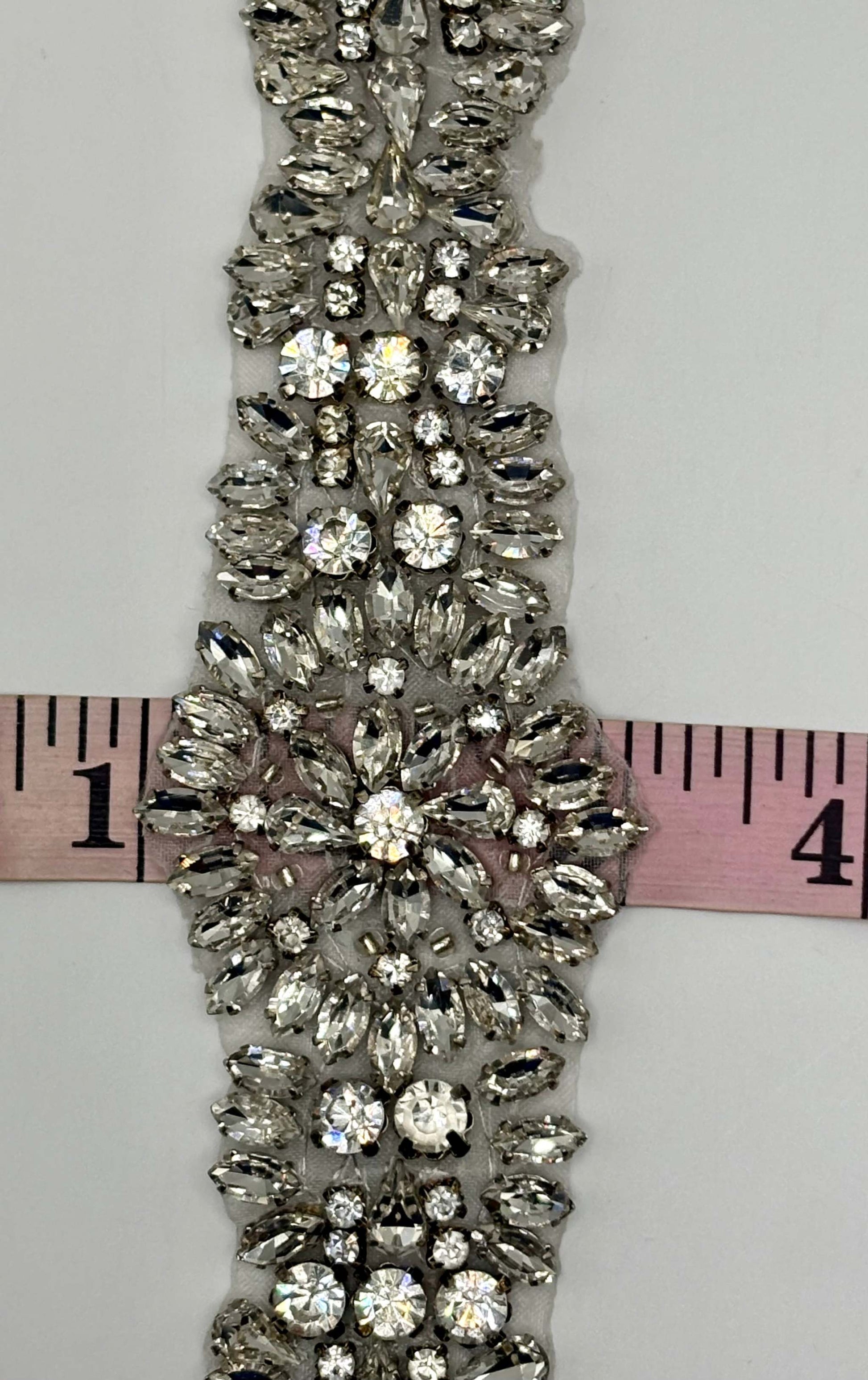 "Giselle" Rhinestone Yardage, handmade, approximately 2 inches wide.