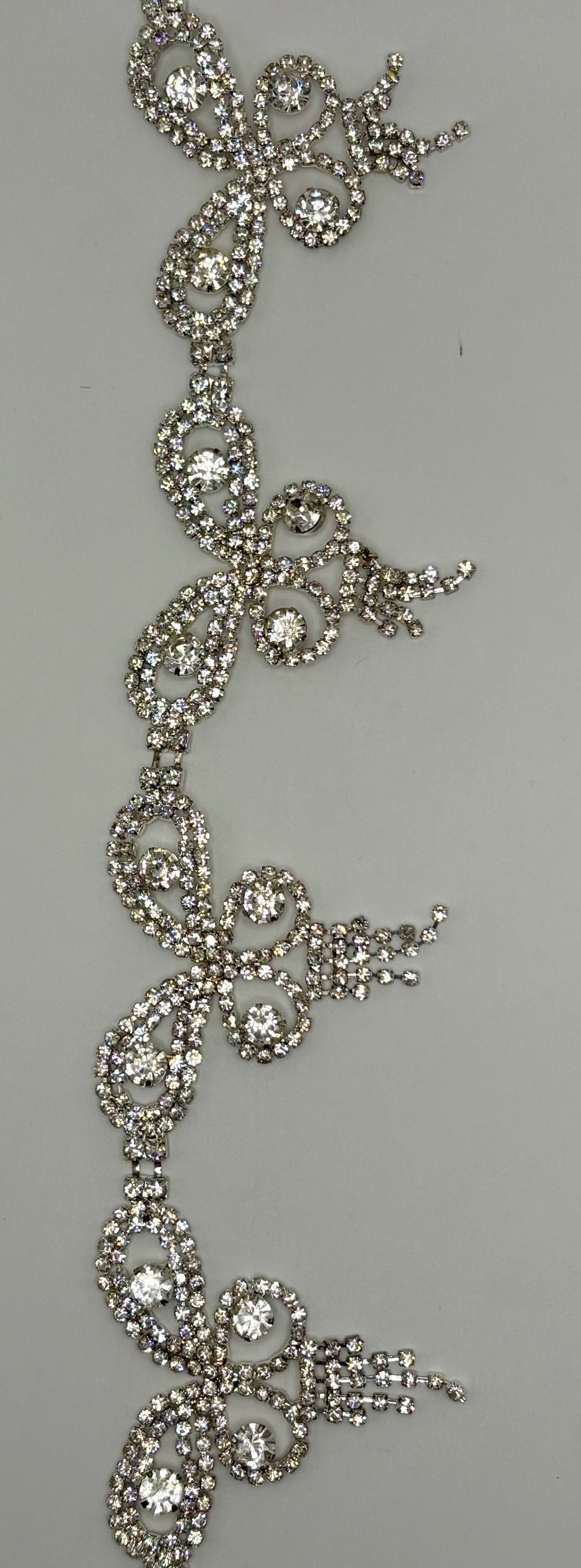 La Bella handmade clear crystal rhinestone yardage, 2-inch width.