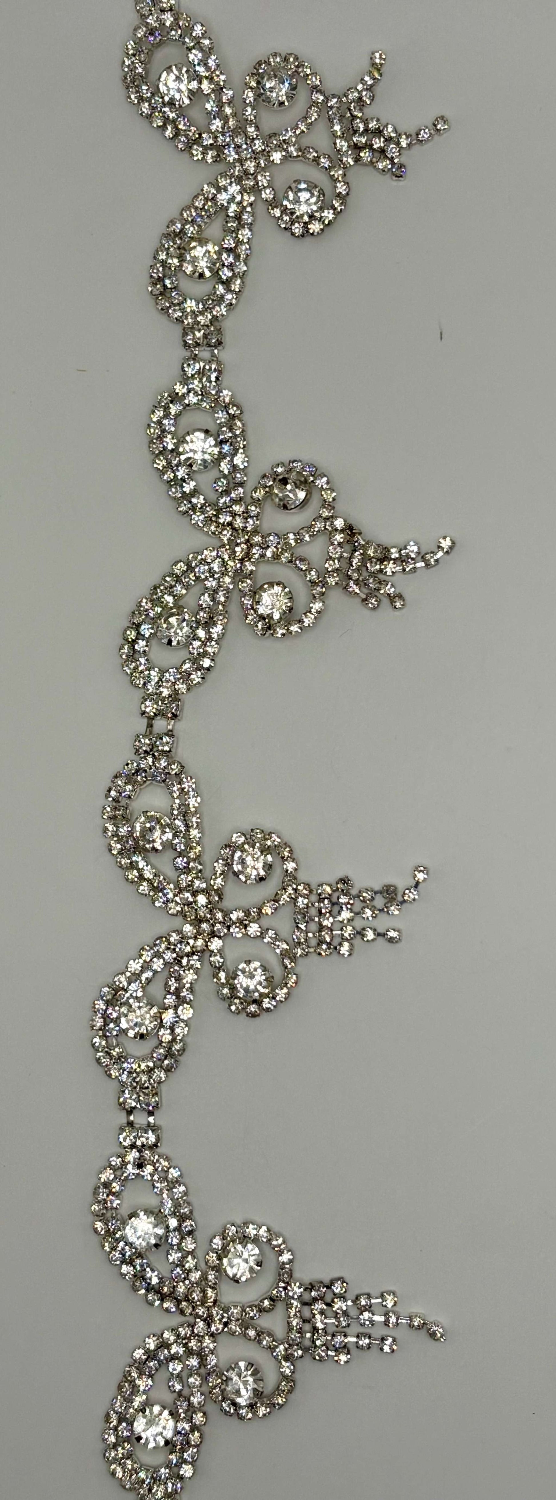 La Bella handmade clear crystal rhinestone yardage, 2-inch width.