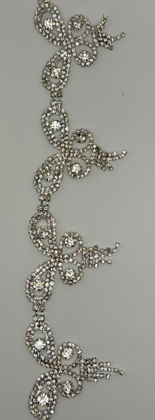 La Bella handmade clear crystal rhinestone yardage, 2-inch width.