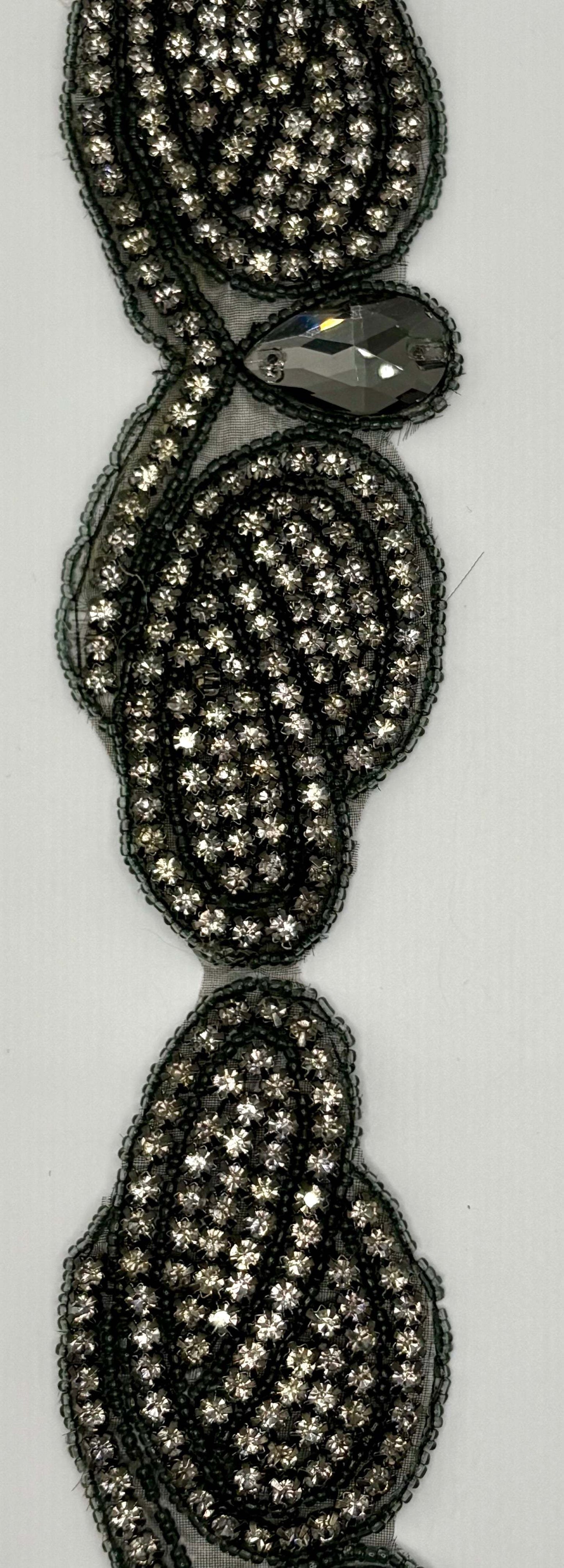 Romance Yardage, 2.5-inch wide rhinestone trim detail.