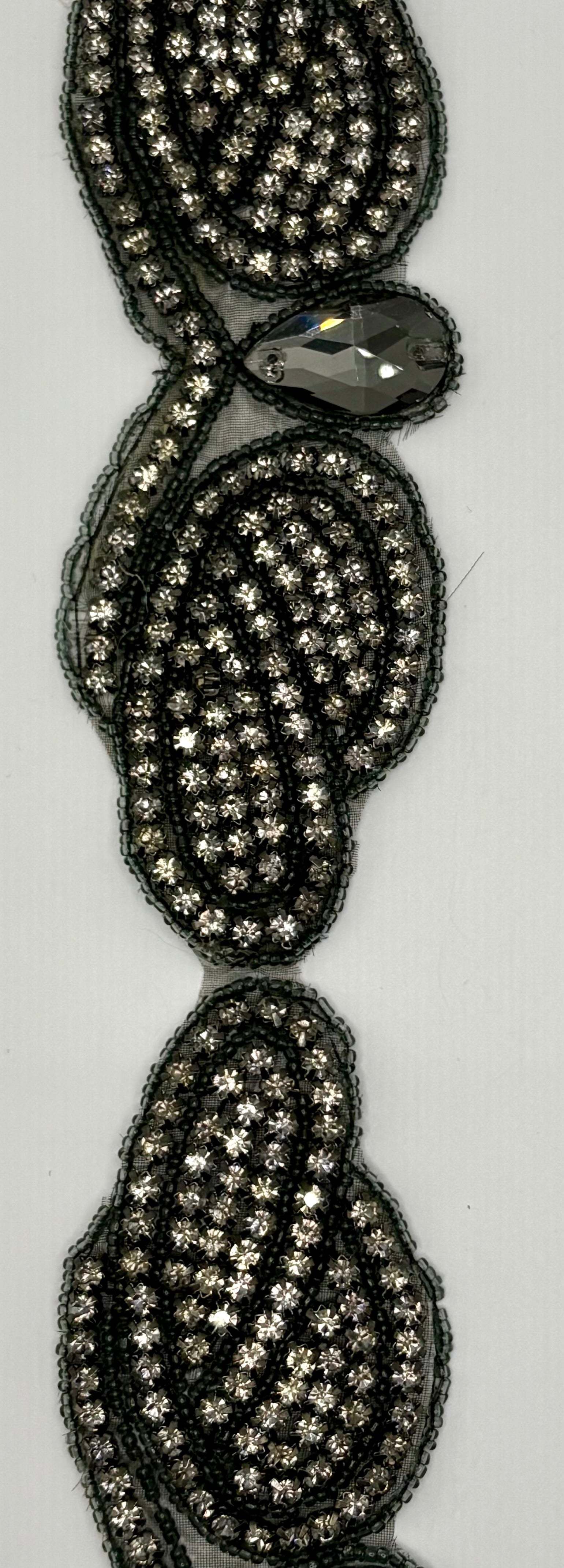 Romance Yardage, 2.5-inch wide rhinestone trim detail.