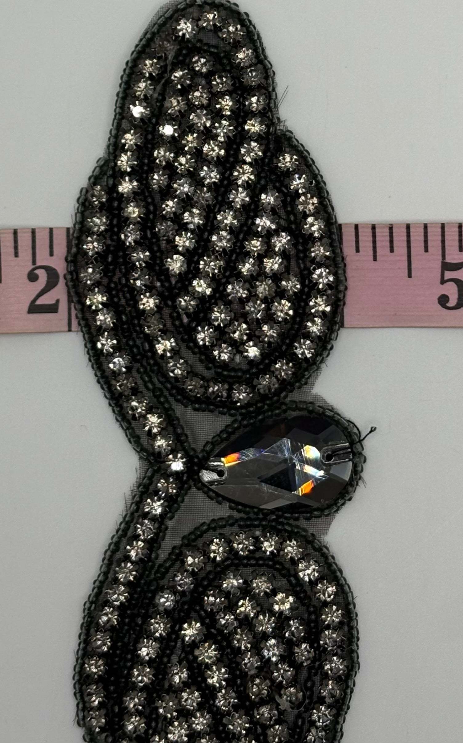 Romance Yardage 2.5" wide rhinestone trim section.
