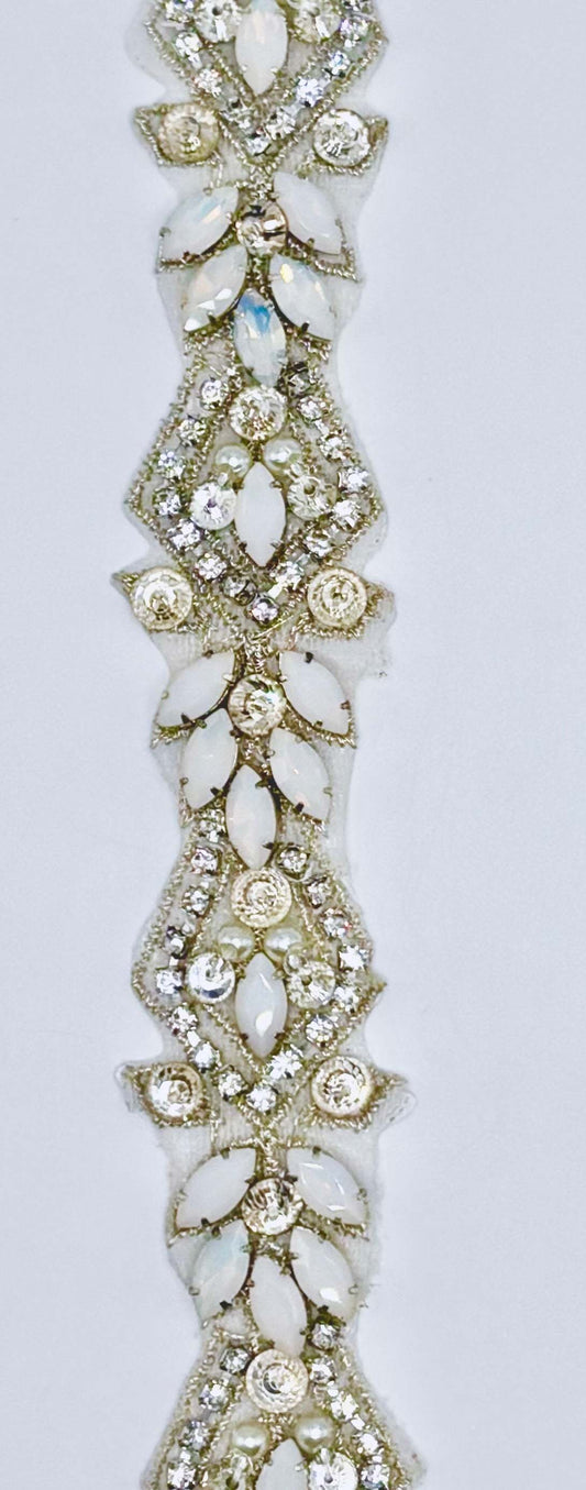 Afina handmade Rhinestone trim Yardage, handmade, approximately 1-inch wide.