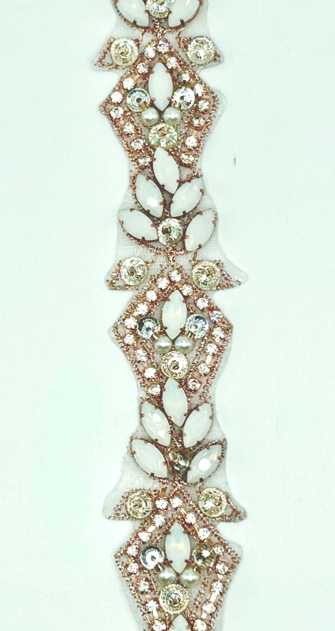 Afina handmade Rhinestone trim Yardage, by the yard, approximately 1 inch wide with intricate design.