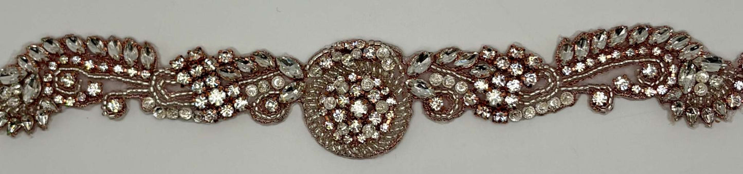 "Zoey" Rhinestone Bridal Belt with Handmade Design