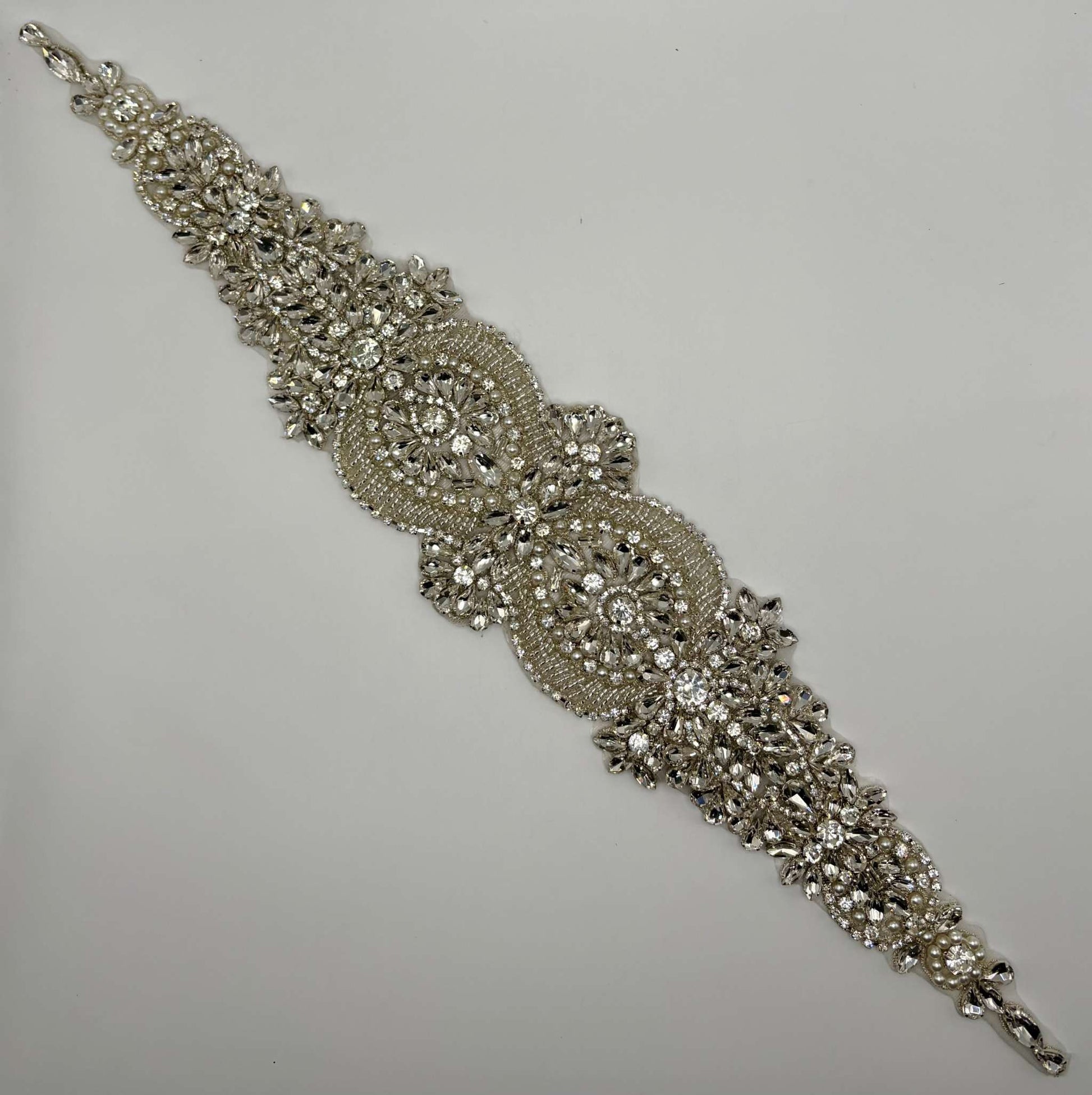 "Regal Beauty" Rhinestone Bridal Belt, Handmade, 17 Inches
