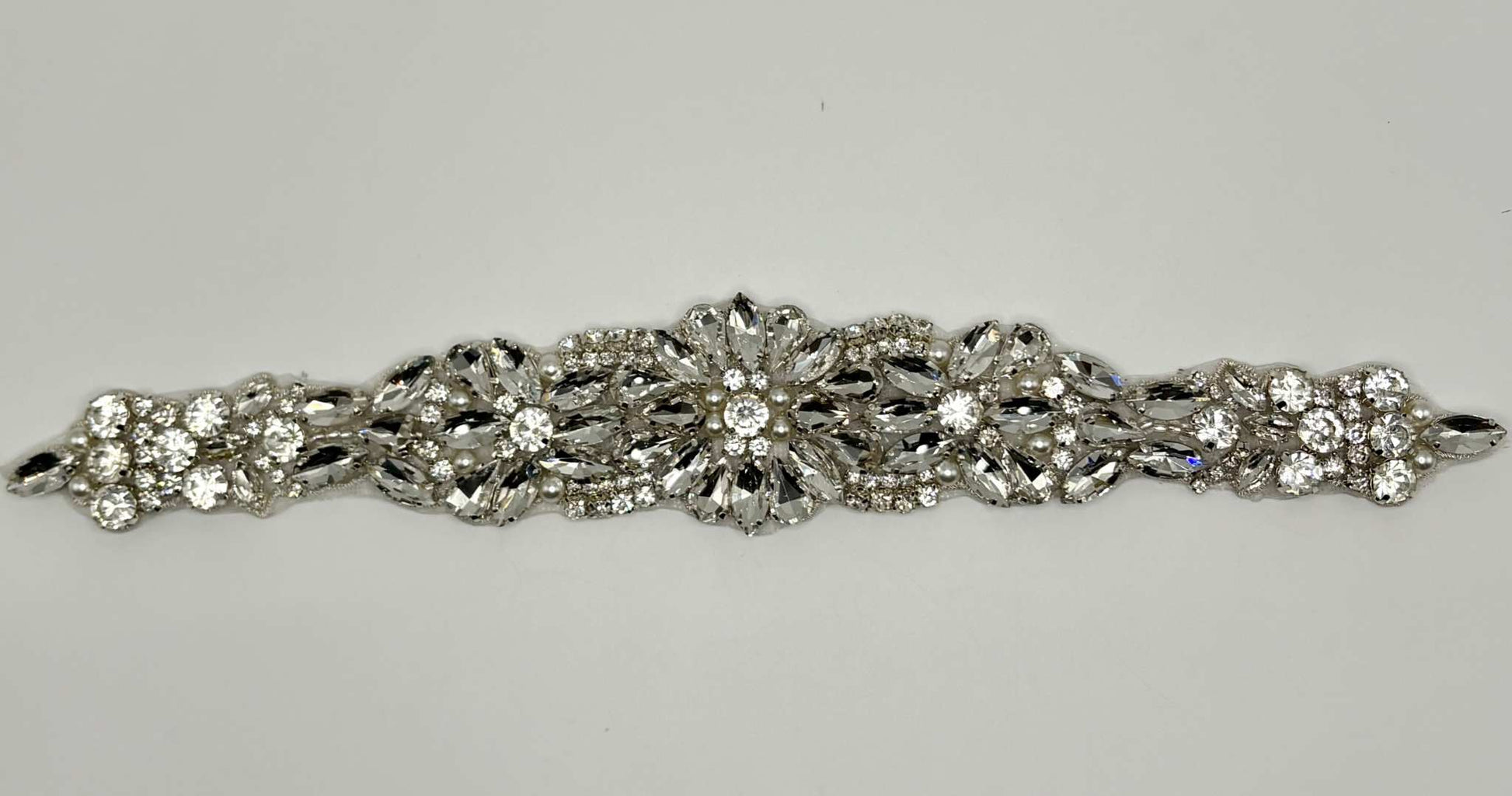 Christine Rhinestone Bridal Belt with opals, handmade, 10.5 inches in length.