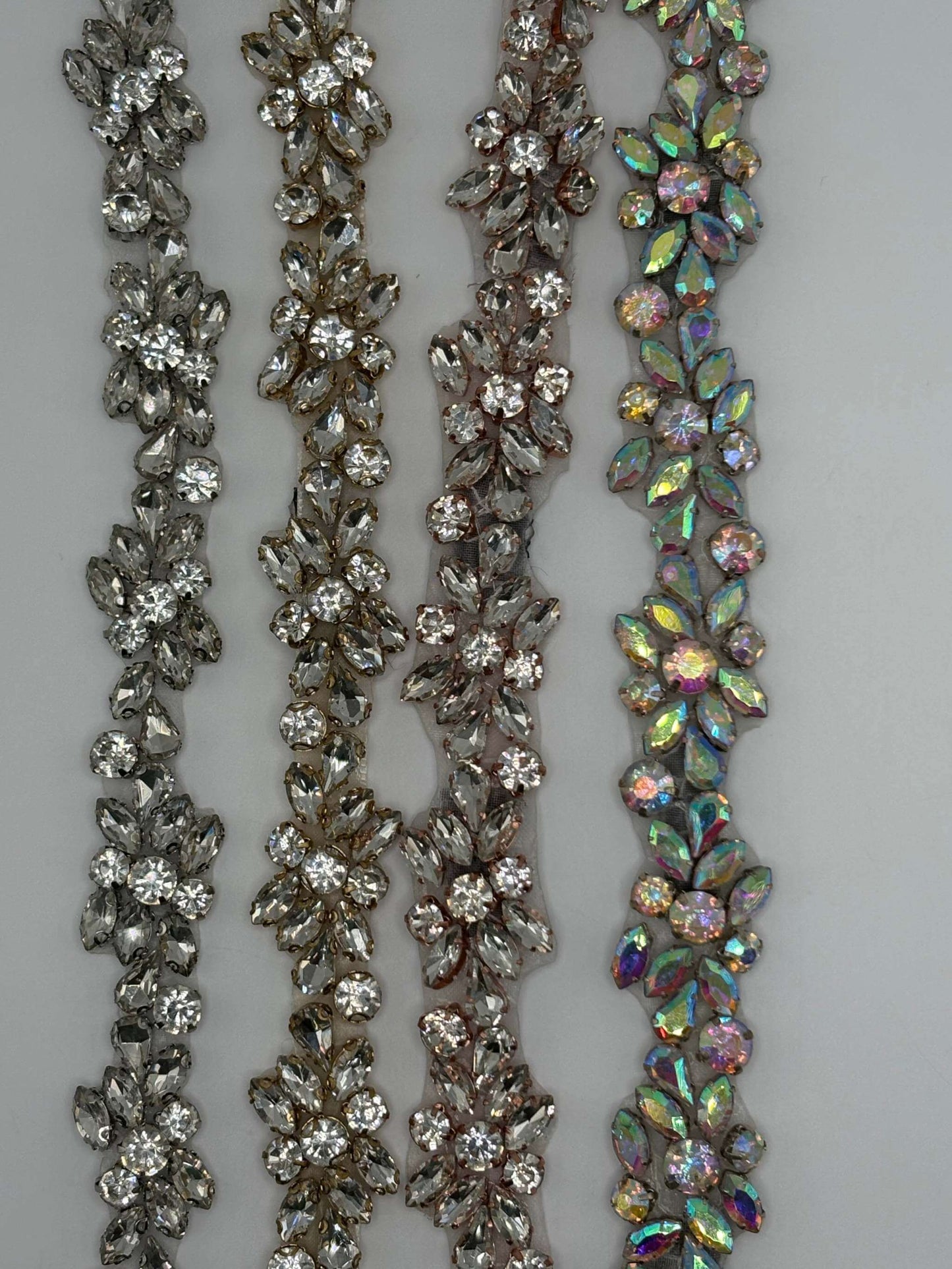 Handmade "Jade" Rhinestone Bridal Belt with silver settings.