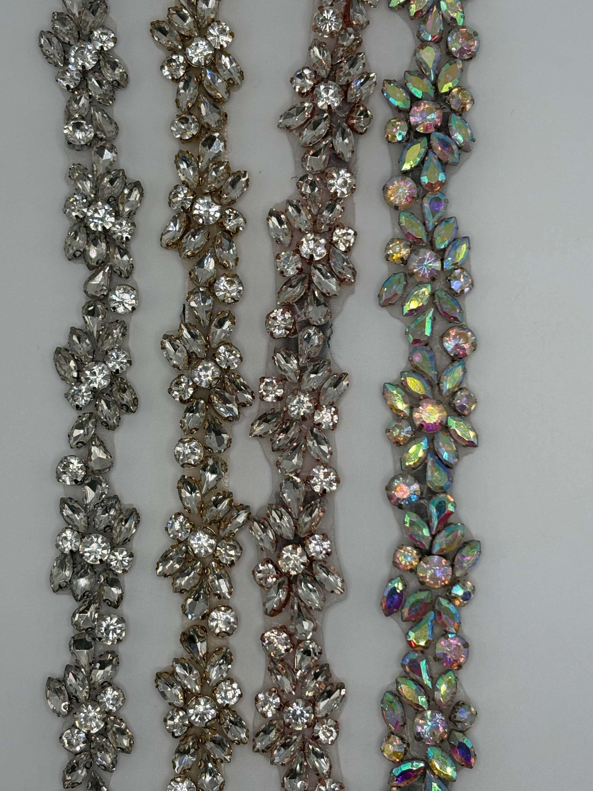 Handmade "Jade" Rhinestone Bridal Belt with silver settings.