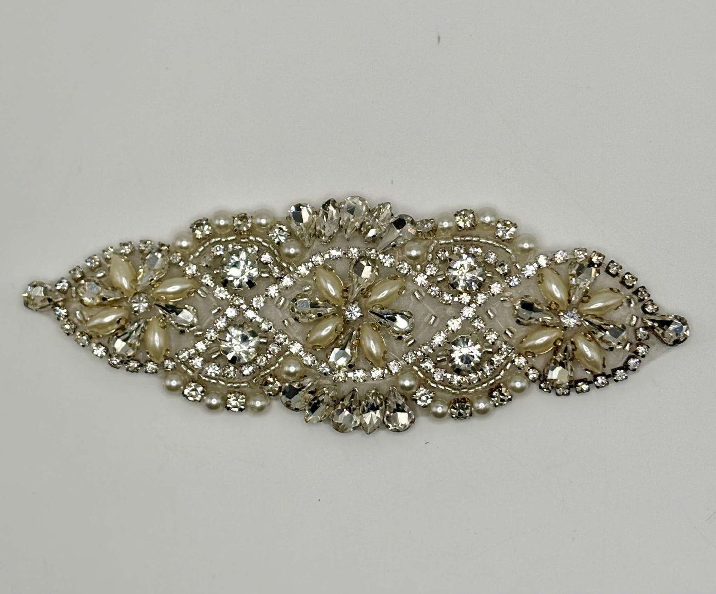 Petite Victorian small rhinestone and pearl bridal accent, handmade design.