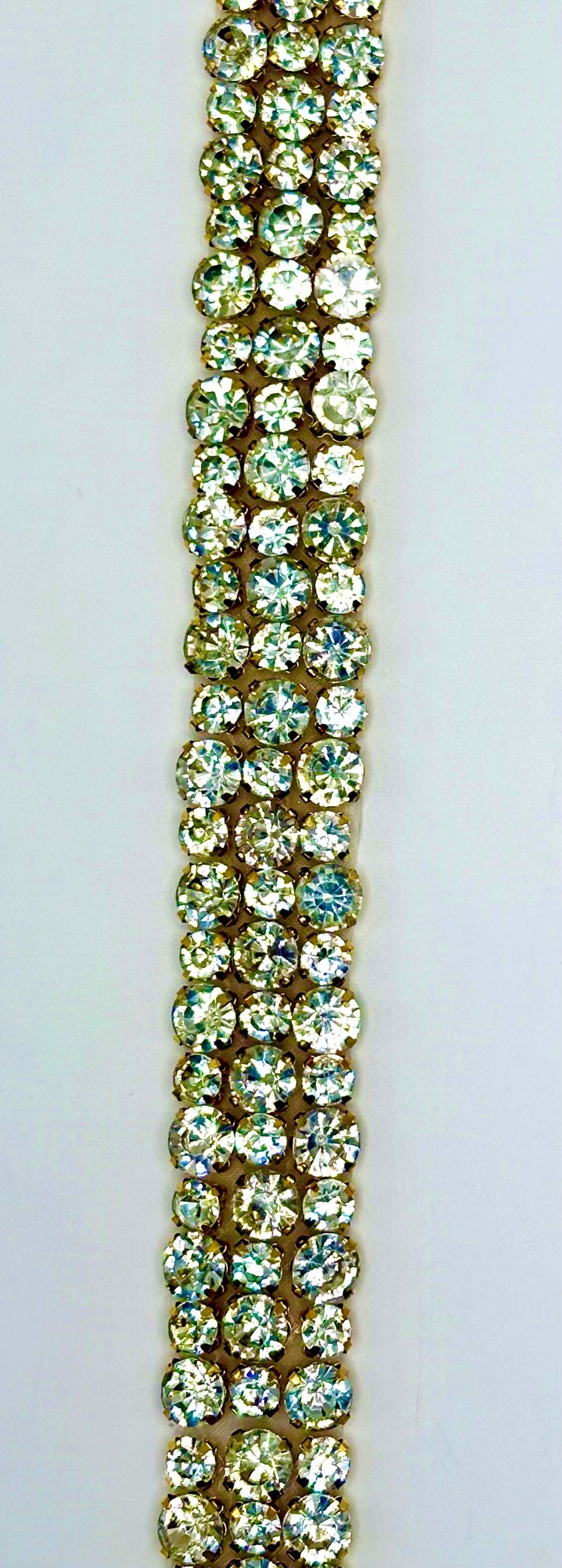 "Claire" 3 Row Rhinestone Yardage, handmade, approximately 1 inch wide.