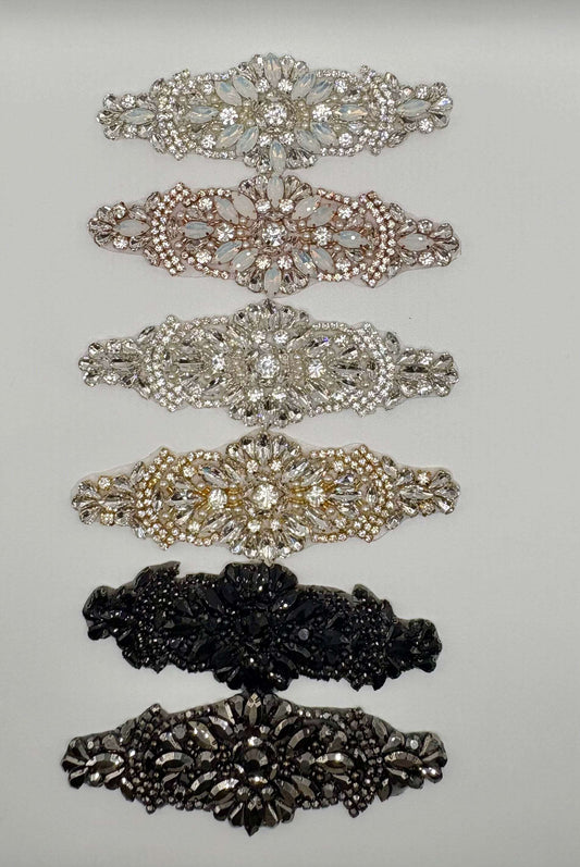 Mini Olivia handmade rhinestone accents with opals, approximately 6 inches long.