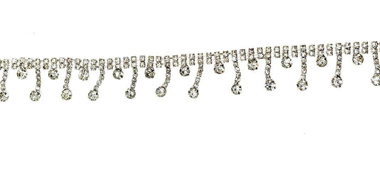 "Sabrina" handmade Rhinestone trim on Chain Back, with sparkling clear crystal rhinestones, approximately 7/8" wide.
