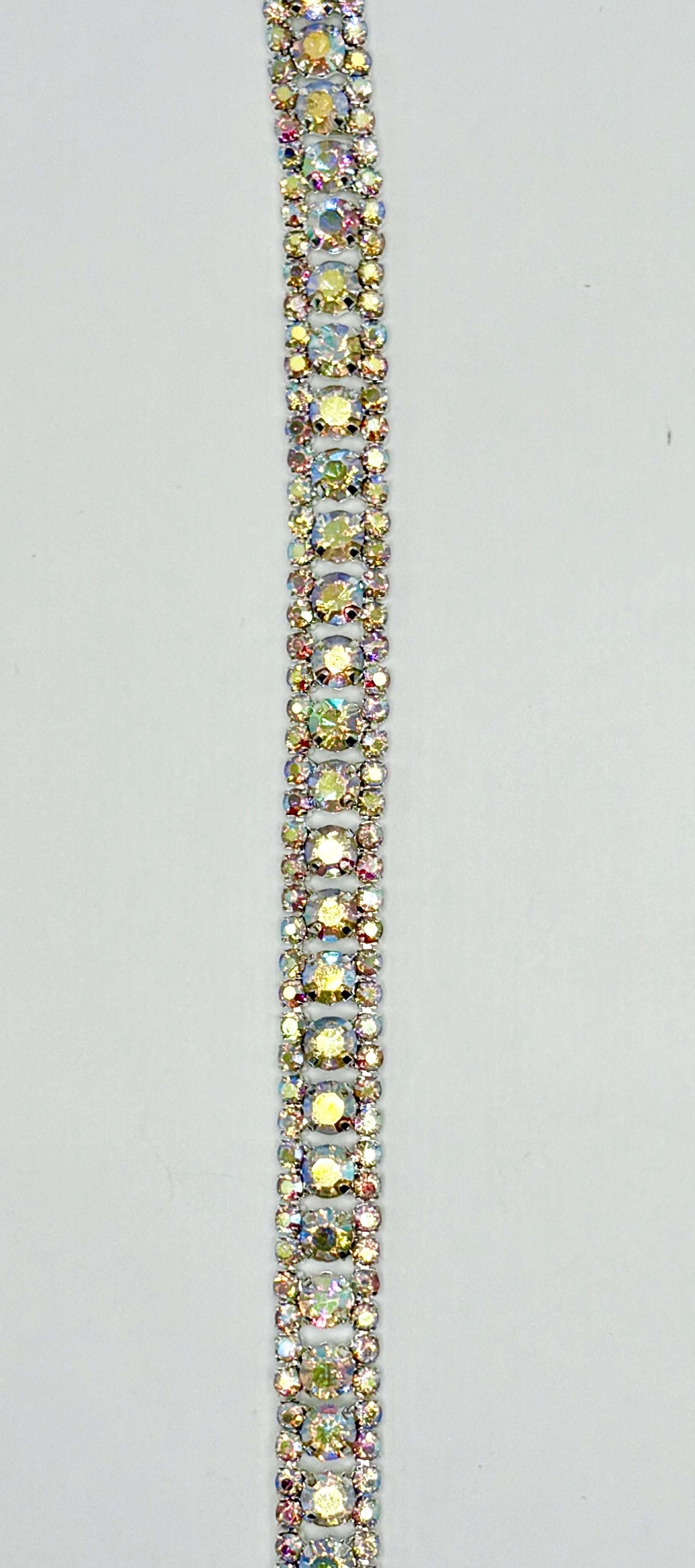 "Vanessa" Rhinestone Chain Back Yardage, 1/4" width, handmade.