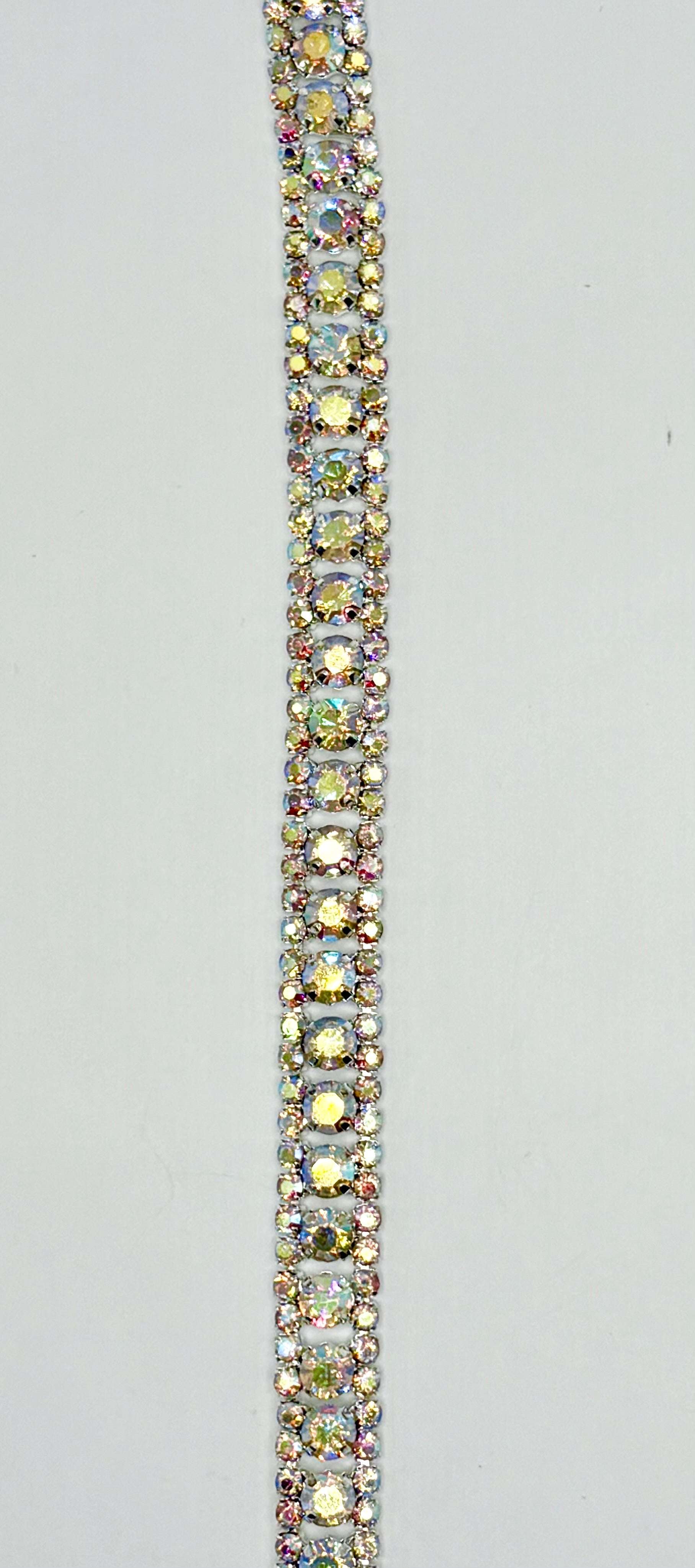 "Vanessa" Rhinestone Chain Back Yardage, 1/4" width, handmade.