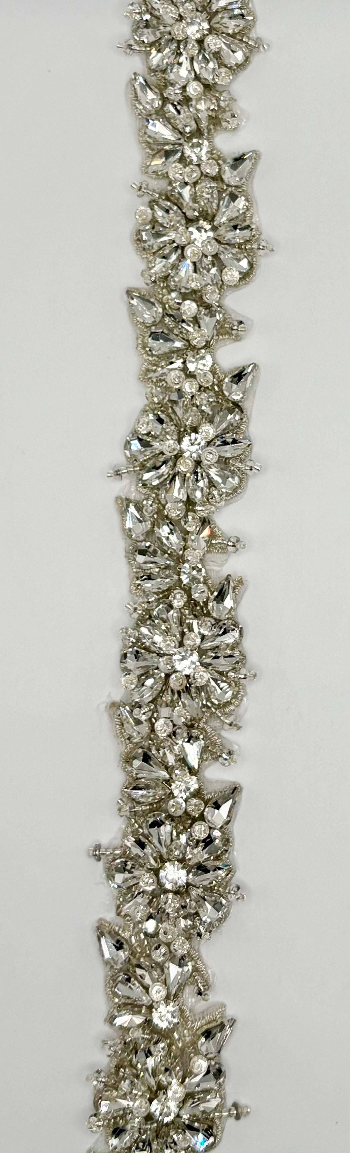 Rosemont Rhinestone Yardage, handmade, approximately 1 3/8 inches wide.