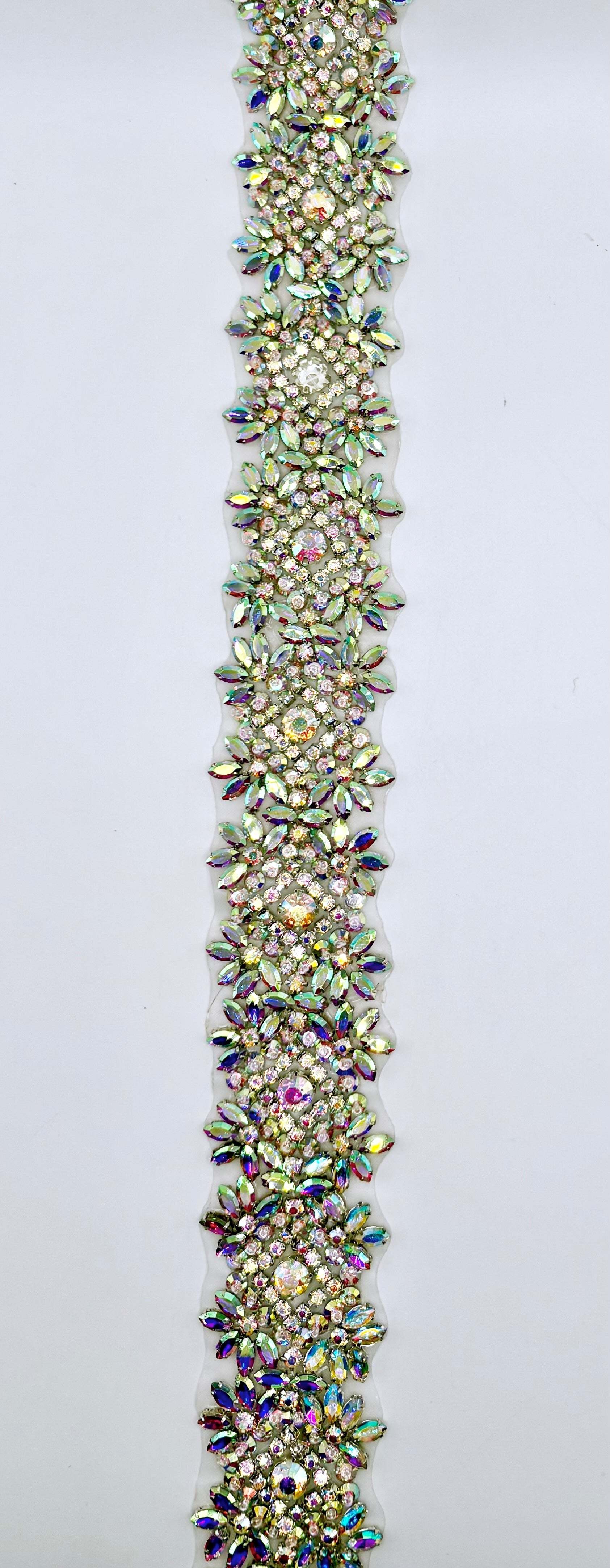 Carolina Rhinestone Yardage, handmade, 1.5-inch width, sparkling design.