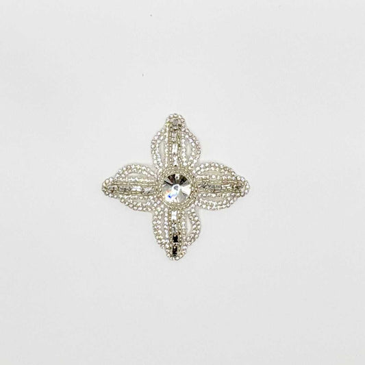 "Troubadour" Rhinestone Applique Accent with Large Center Stone and Sparkling Surround