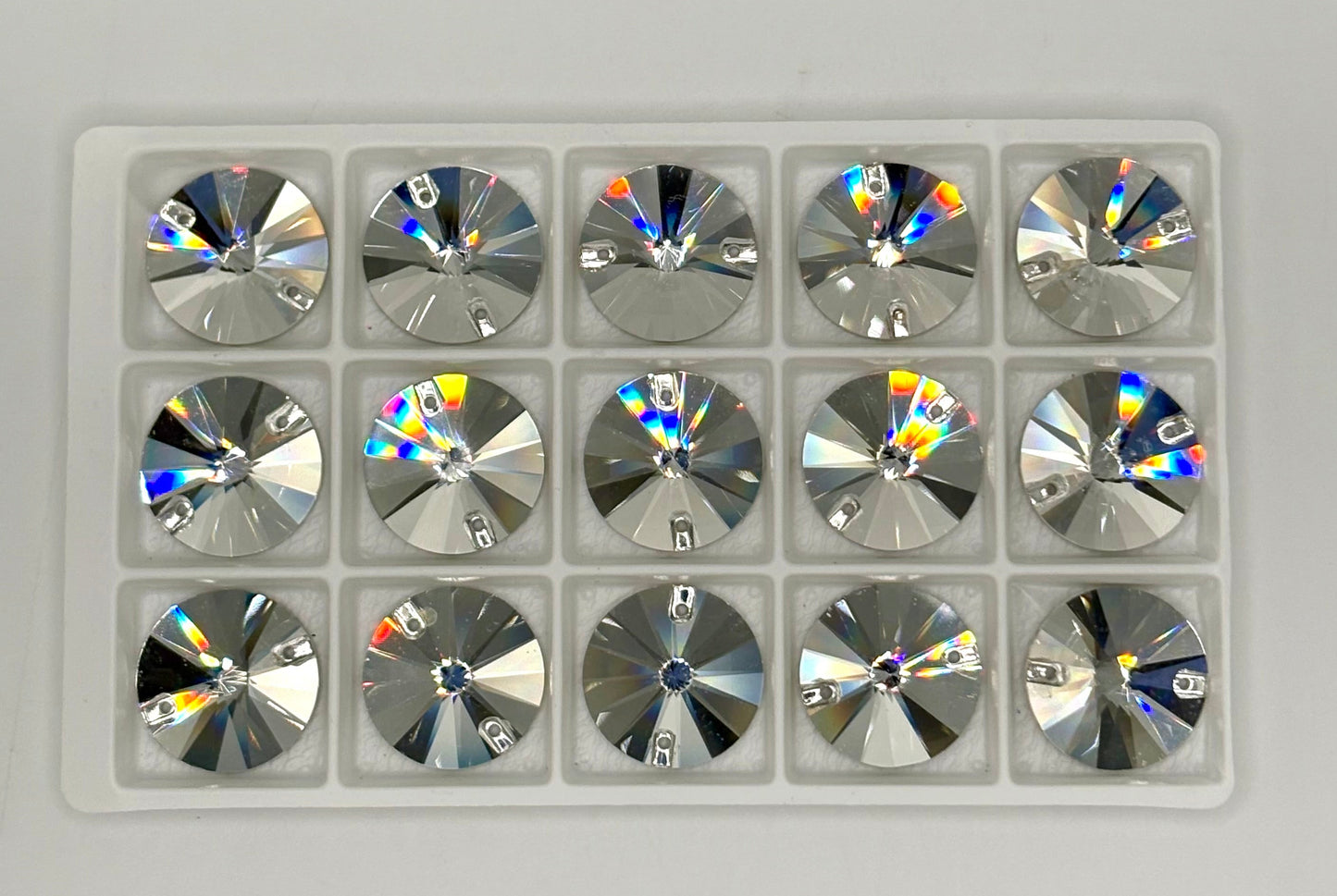 Rivoli Rhinestone Pack - 20mm - 15 Pieces - Clear with Silver Flat Back