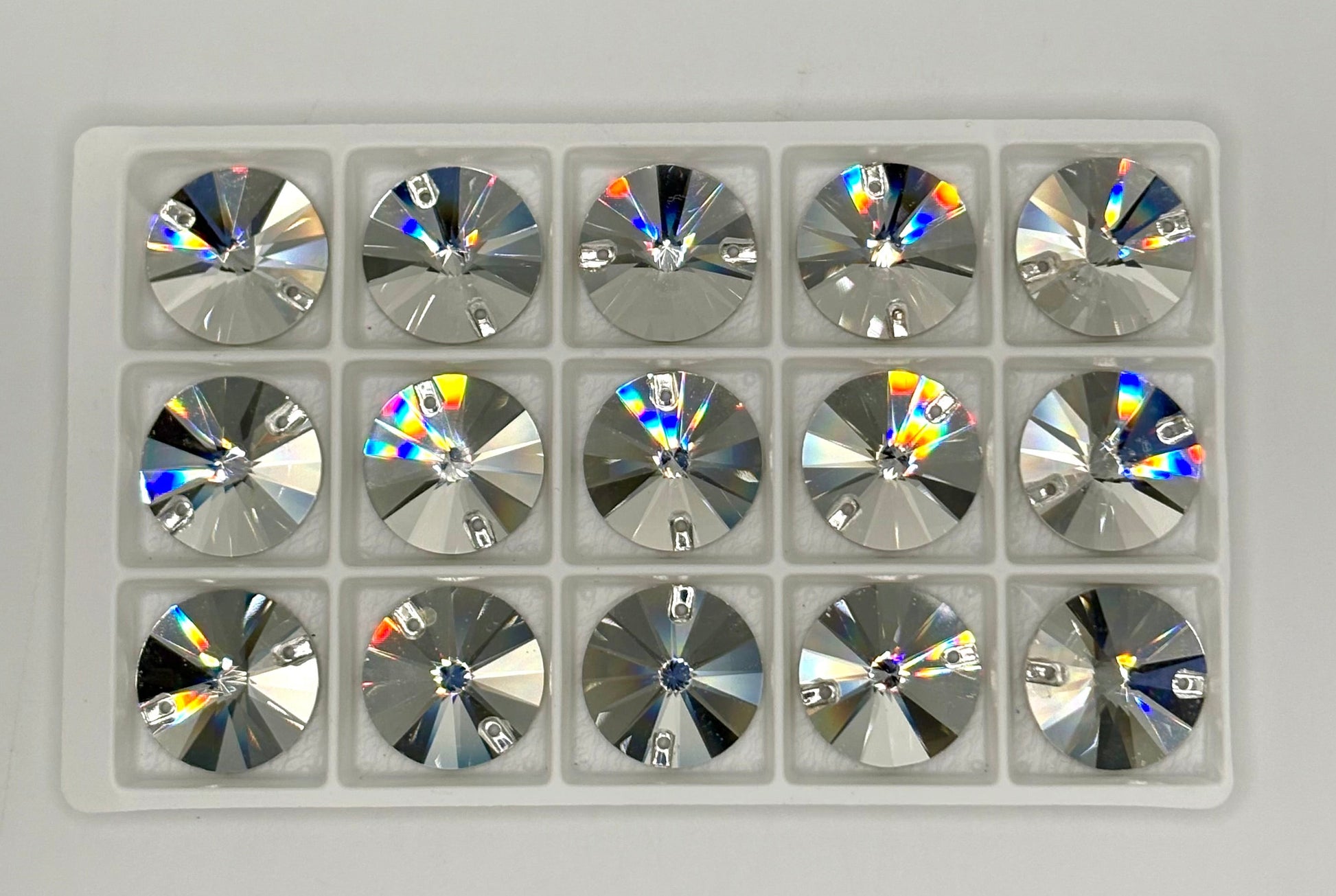Rivoli Rhinestone Pack - 20mm - 15 Pieces - Clear with Silver Flat Back