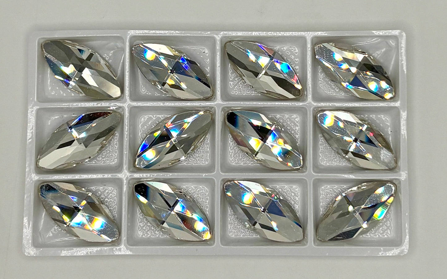 32x15mm - Navette Shape - Flat Back  Stones - Clear - 1 piece