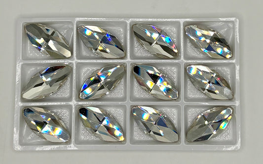 32x15mm - Navette Shape - Flat Back  Stones - Clear - 1 piece